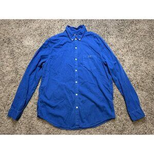 VINEYARD VINES Mens Blue Button Down Slim Fit Tucker Shirt Cotton Silk Blend L